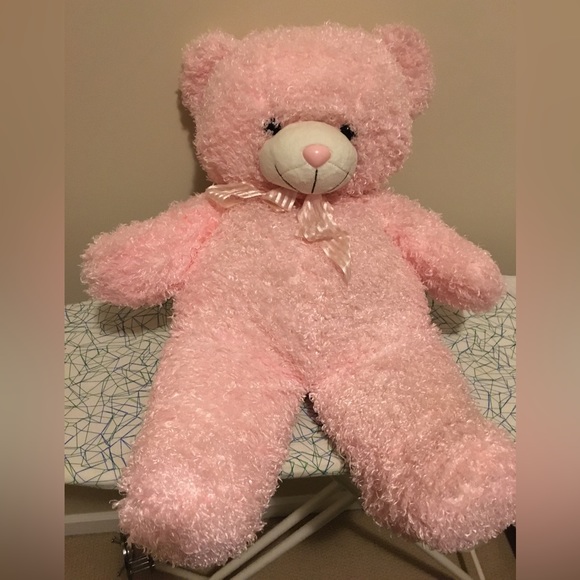 Ainu Play light pink teddy bear with curly hair - Picture 1 of 3